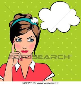 pensée-sauter-art-femme-clipart__k29326163